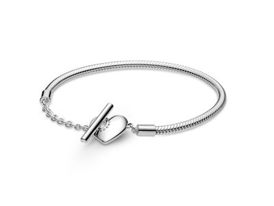 PANDORA™ Moments Heart T-Bar Snake Chain Bracelet Sterling Silver