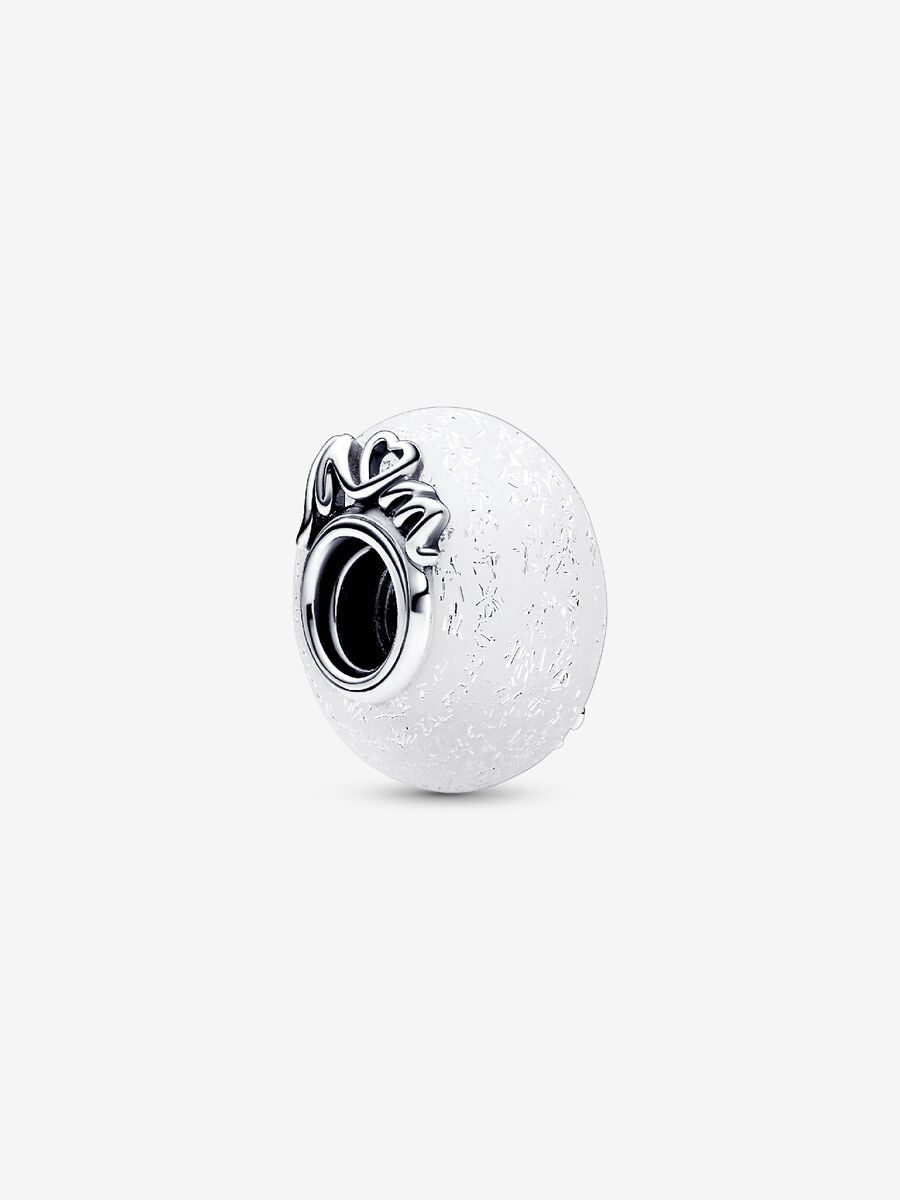 PANDORA™ Glittery White Murano Glass Mom and Love Charm