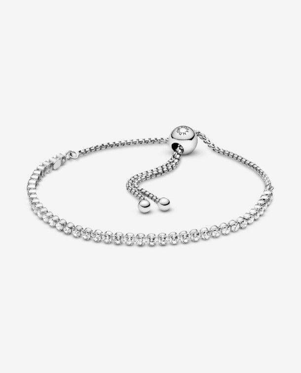 PANDORA™ Sparkling Slider Tennis Bracelet Sterling Silver, Size: 1