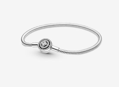 PANDORA™ Moments Halo Snake Chain Bracelet with Clear CZ Sterling Silver