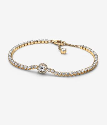 PANDORA™ Sparkling Halo Tennis Bracelet 14k Gold