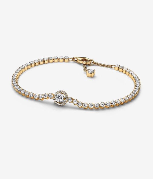 PANDORA™ Sparkling Halo Tennis Bracelet 14k Gold