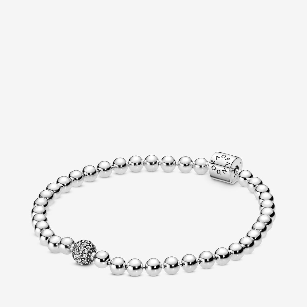 PANDORA™ Beads + Pavé Bracelet Sterling Silver, Size: 17
