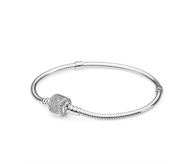 PANDORA™ Moments Sparkling Pavé Clasp Snake Chain Bracelet Sterling Silver