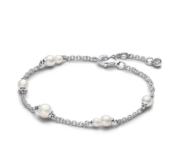 PANDORA™ Treated Freshwater Cultured Pearl Station Chain Bracelet Sterling Silver
