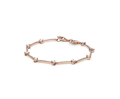 PANDORA™ Sparkling Pavé Bars Bracelet 14k Rose Gold Plating