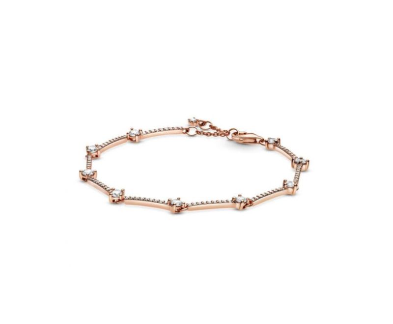 PANDORA™ Sparkling Pavé Bars Bracelet 14k Rose Gold Plating