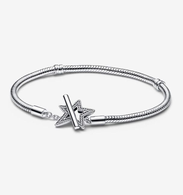 PANDORA™ Moments Asymmetric Star T-bar Snake Chain Bracelet Sterling Silver