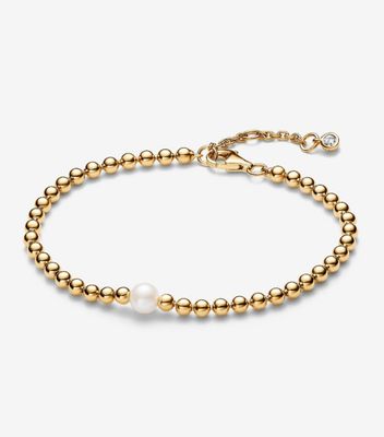 PANDORA™ Treated Freshwater Cultured Pearl + Beads Bracelet 14k Gold Plating