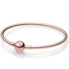 PANDORA™ Moments Bangle 14k Rose Gold Plating, Size: 17