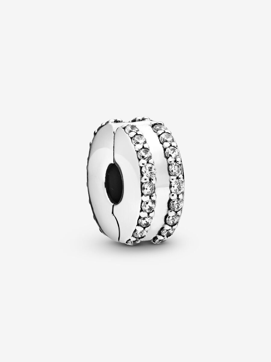 PANDORA™ Silver Double Lined Pavé Clip