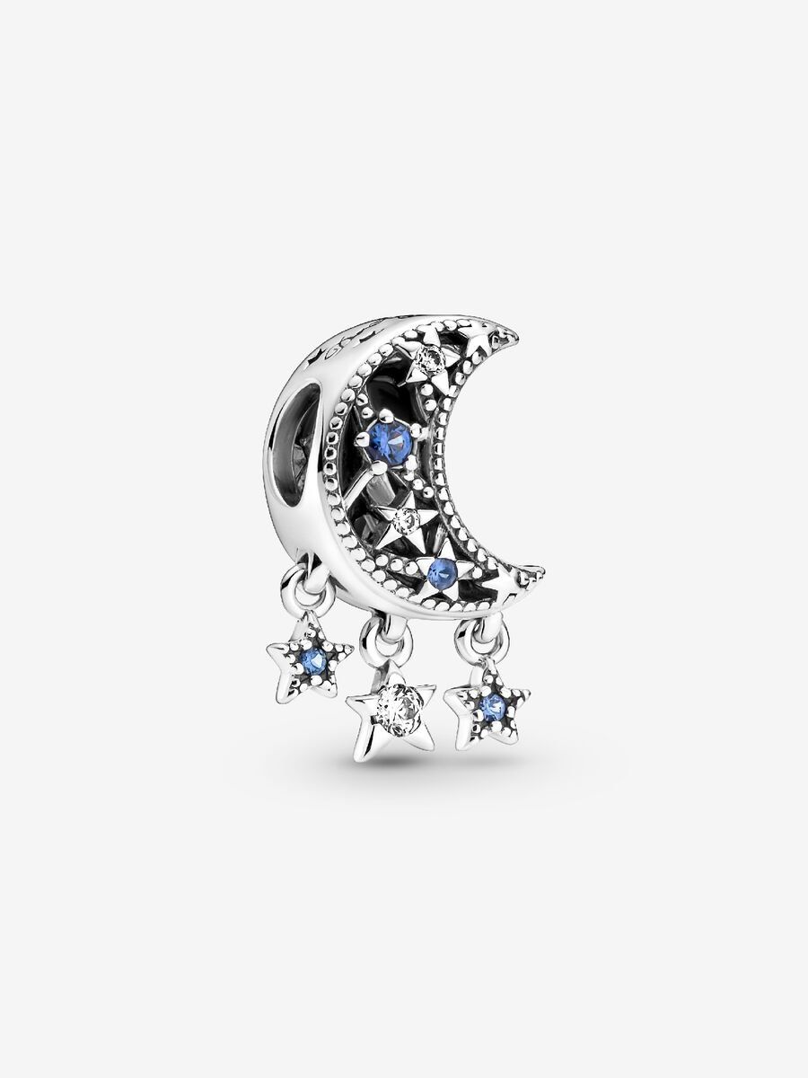 PANDORA™ Star and Crescent Moon Charm Clear and Blue Crystals
