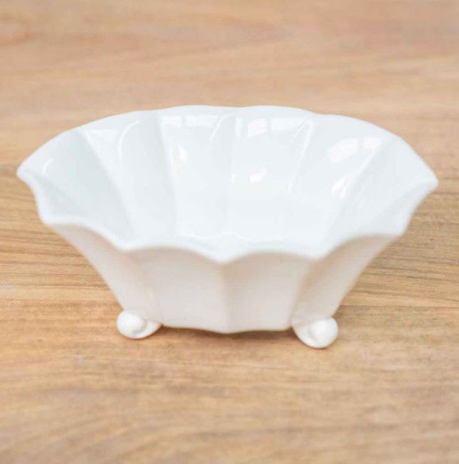 Scalloped Candy Dish Antique White