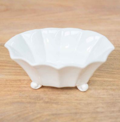 Scalloped Candy Dish Antique White