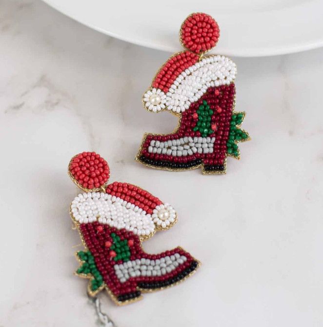 Howdy Christmas Beaded Earrings