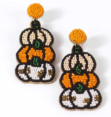 Pumpkin Trio Beaded Earrings