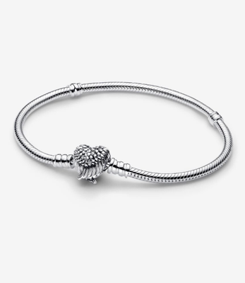 PANDORA™ Heart Wings Clasp Snake Chain Bracelet Sterling Silver