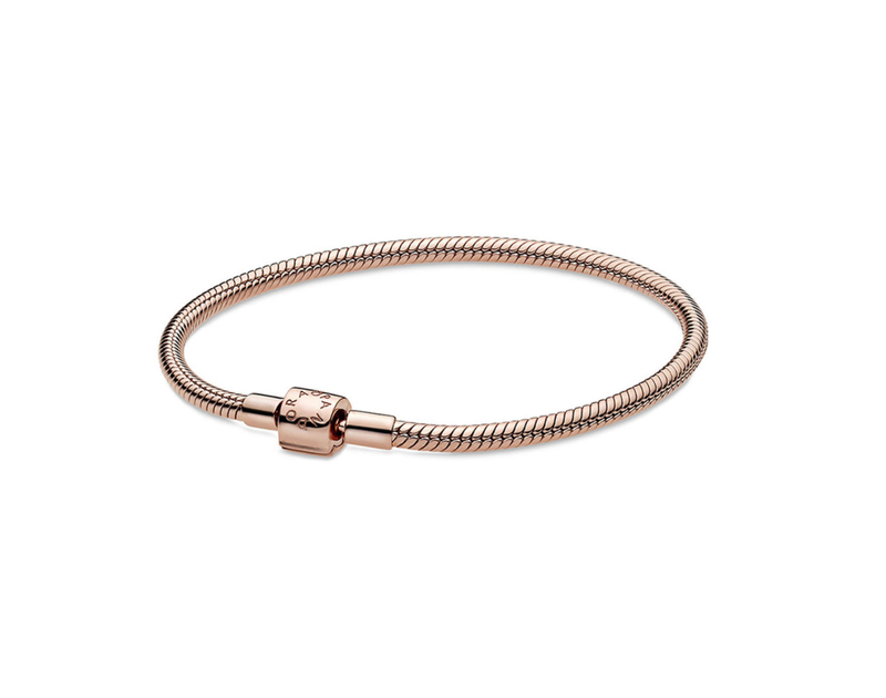PANDORA™ 14K Rose Gold Plated Snake Chain Barrel Clasp Bracelet