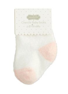 Baby Chenille Socks, Color: White Pink
