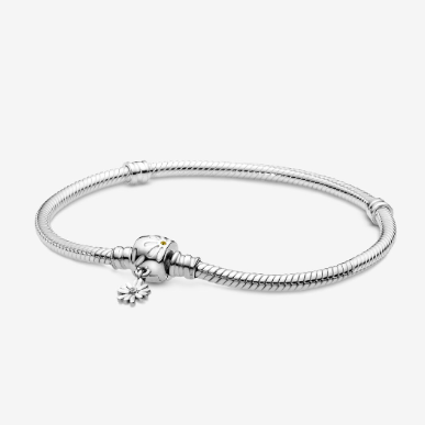 PANDORA™ Moments Daisy Flower Clasp Snake Chain Bracelet Sterling Silver