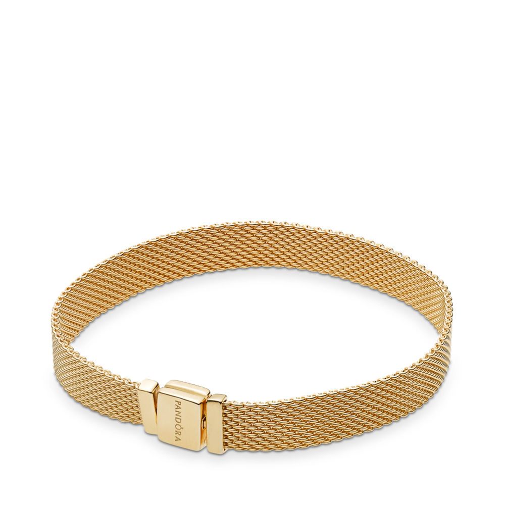PANDORA Reflexions™ Mesh Bracelet 14k Gold Plating, Size: 7.9 (20)
