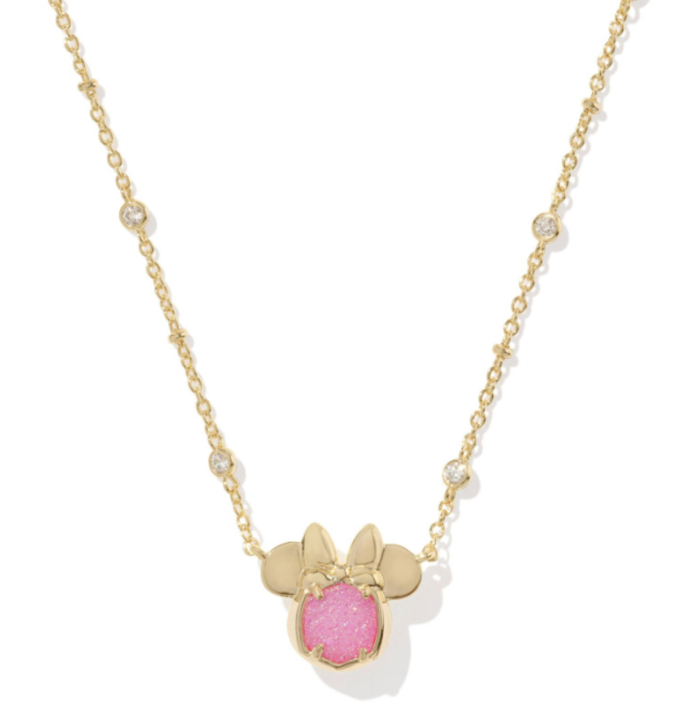 Disney x Kendra Scott | Minnie Mouse Pendant Necklace Gold Hot Pink Drusy