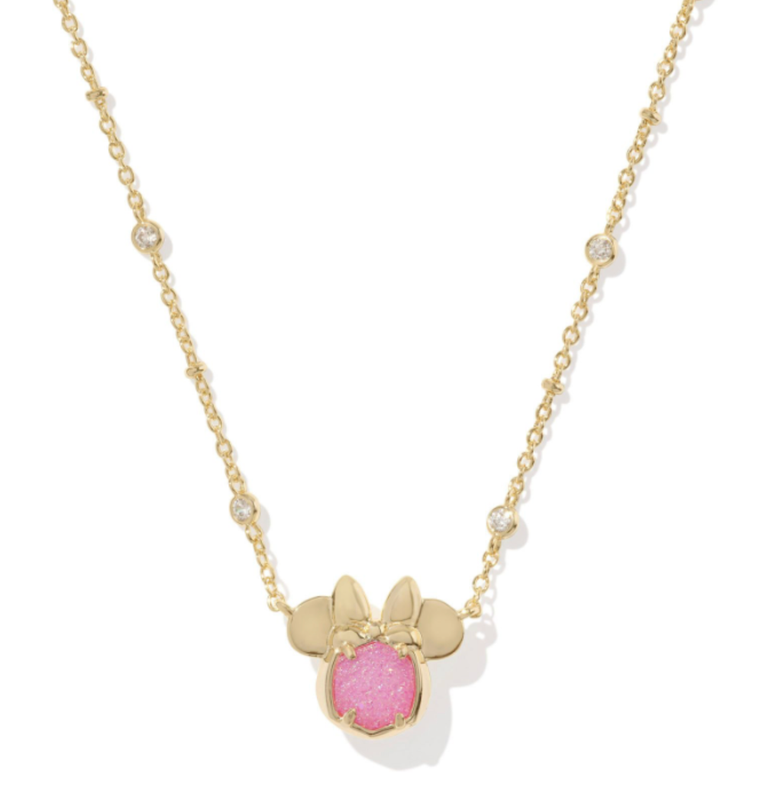 Disney x Kendra Scott | Minnie Mouse Pendant Necklace Gold Hot Pink Drusy