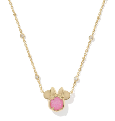 Disney x Kendra Scott | Minnie Mouse Pendant Necklace Gold Hot Pink Drusy