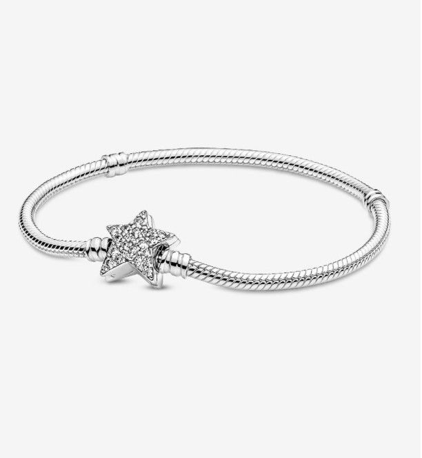 PANDORA™ Moments Asymmetric Star Clasp Snake Chain Bracelet Sterling Silver