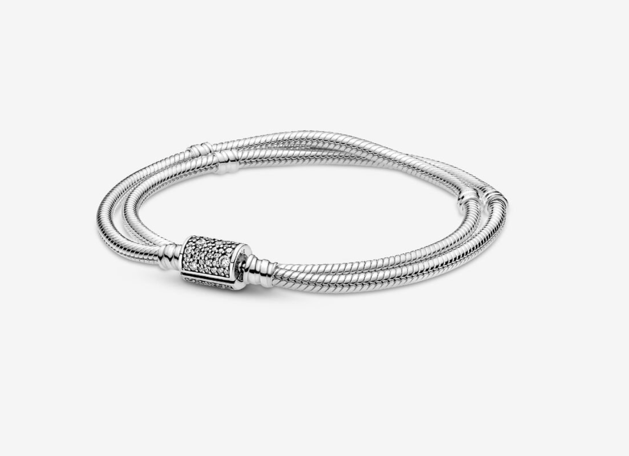 PANDORA™ Moments Double Wrap Barrel Clasp Snake Chain Bracelet/Necklace
