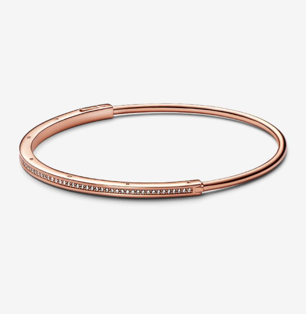 PANDORA™ Signature I-D Pavé Bangle 14k Rose Gold Plating
