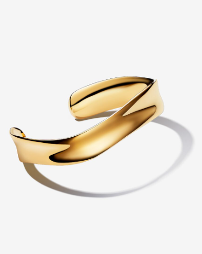PANDORA™ Organically Shaped 14K Gold Plated Broad Open Bangle