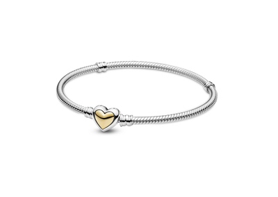 PANDORA™ Domed Golden 14K Heart Bracelet
