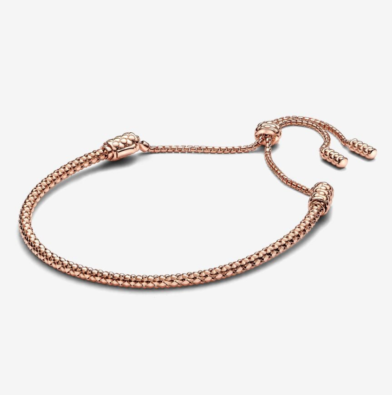 PANDORA™ Studded Chain 14k Rose Gold Plated Slider Bracelet