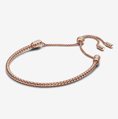 PANDORA™ Studded Chain 14k Rose Gold Plated Slider Bracelet