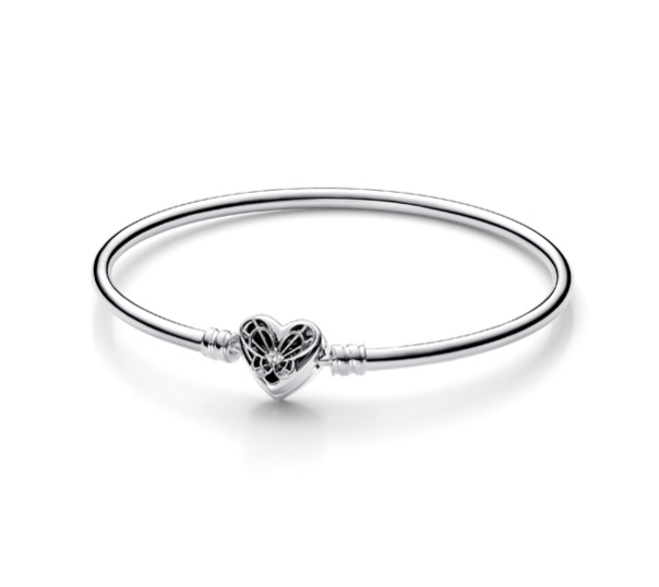 PANDORA™  Silver Heart + Butterfly Bangle