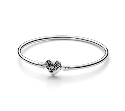 PANDORA™  Silver Heart + Butterfly Bangle