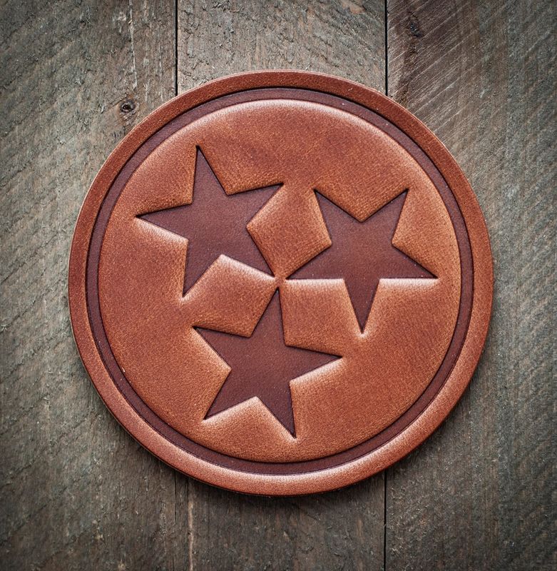 Tennessee Tri-Star Leather Coaster