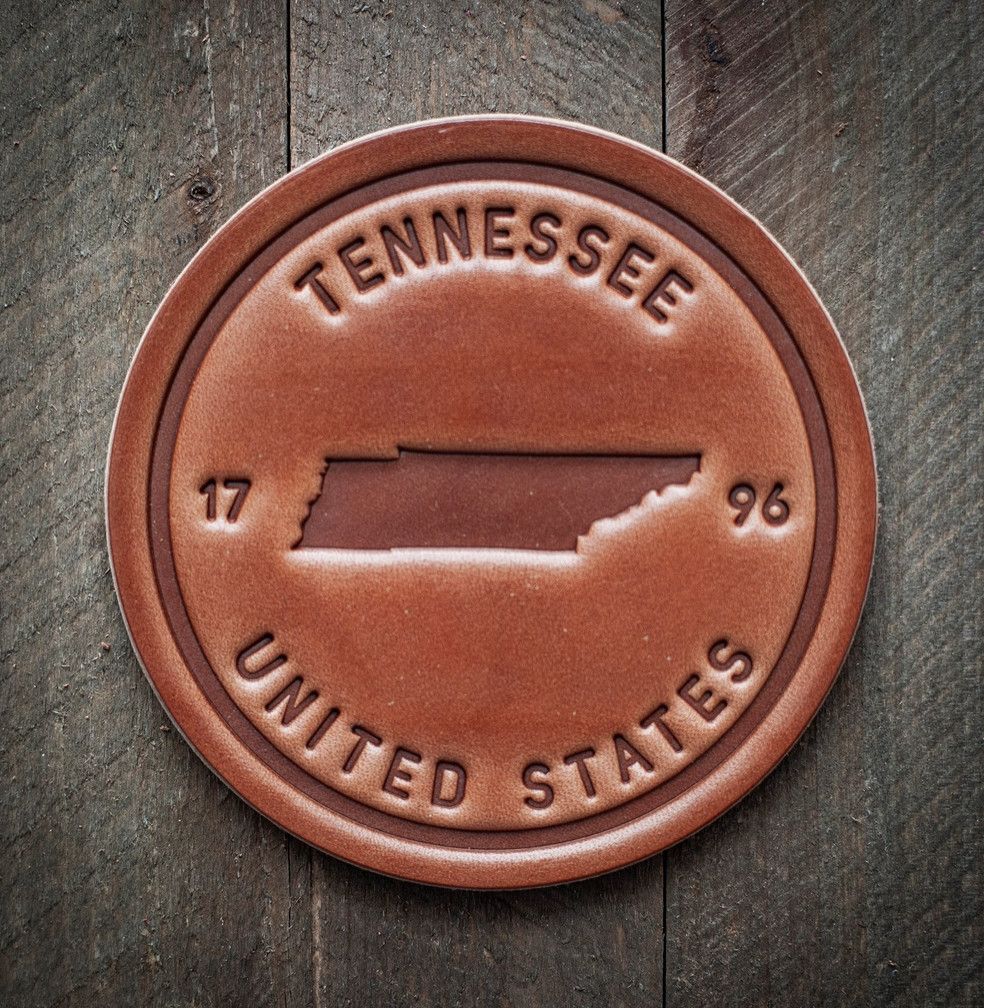 Tennessee State Silhouette Leather Coaster