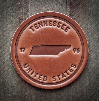 Tennessee State Silhouette Leather Coaster