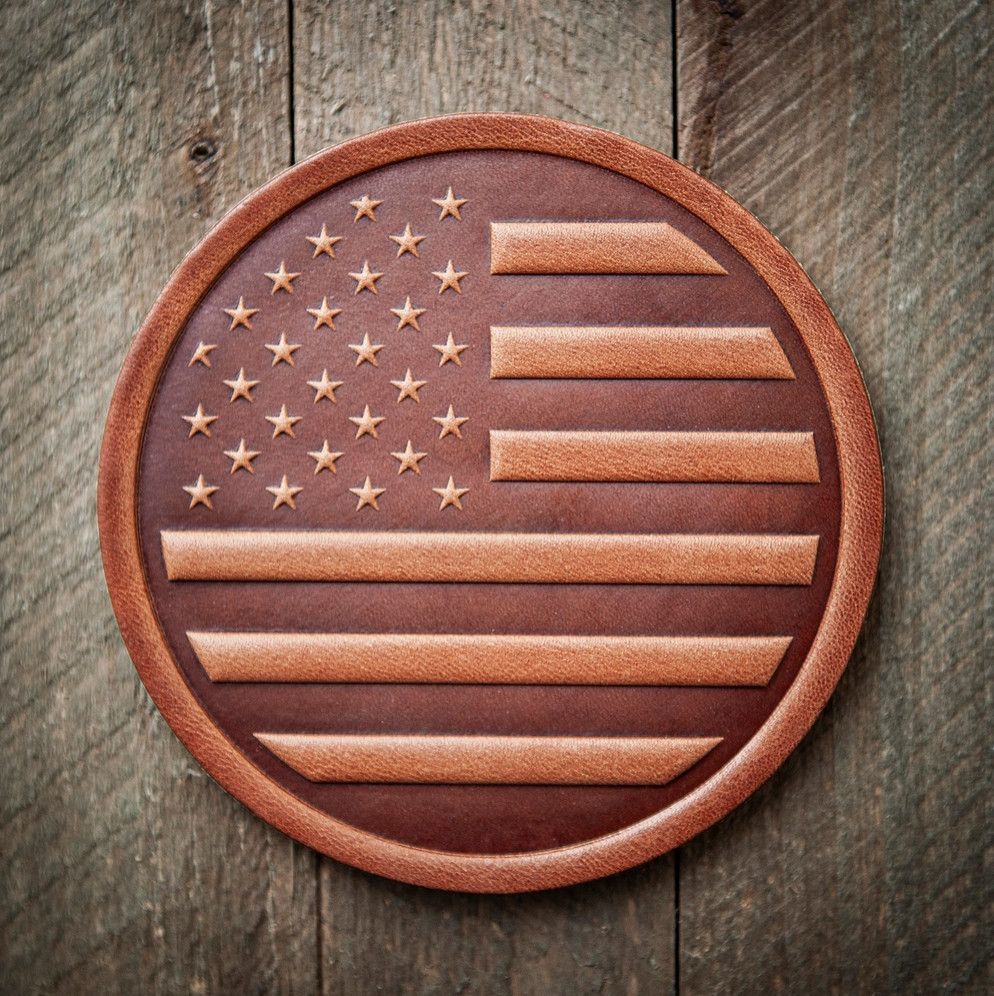 American Flag Leather Coaster
