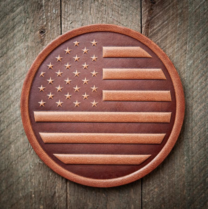 American Flag Leather Coaster