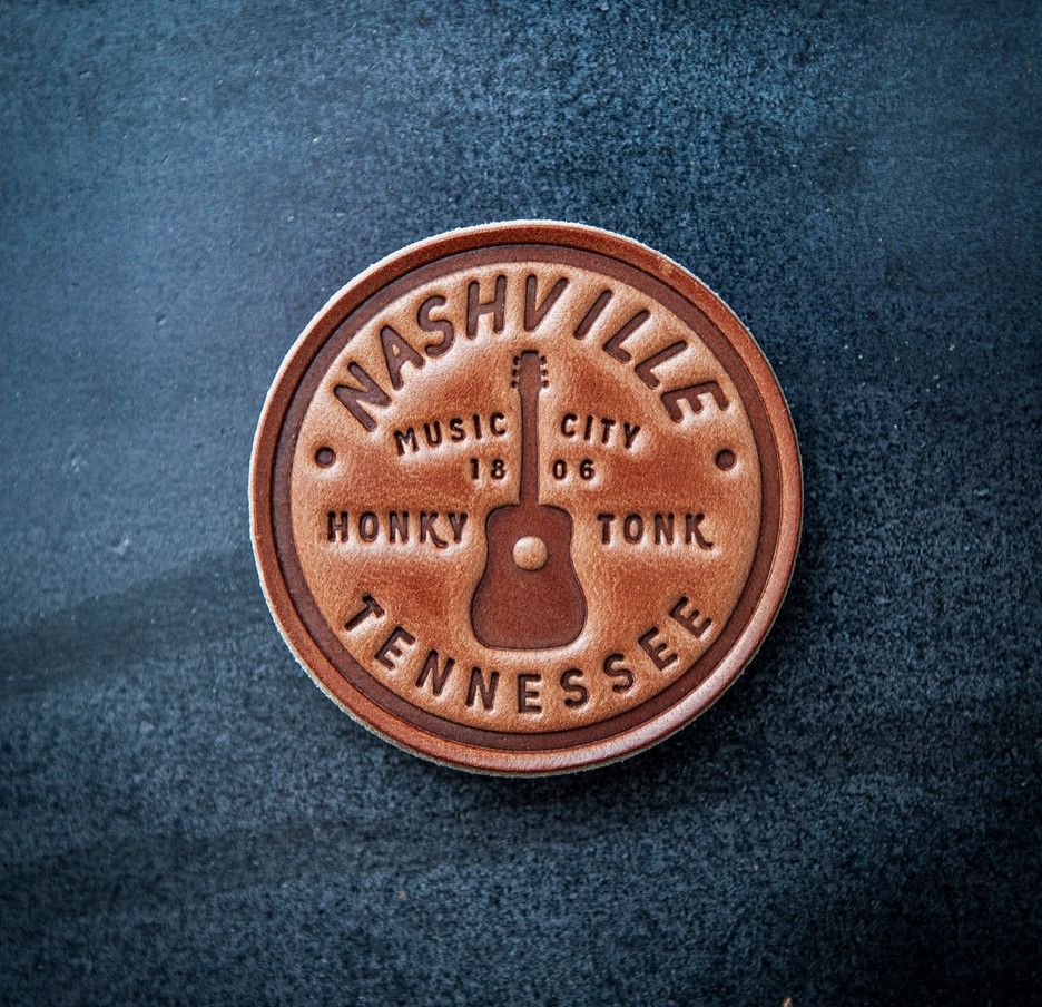 Nashville Tennessee Leather Magnet Circle