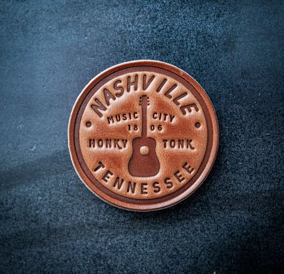 Nashville Tennessee Leather Magnet Circle