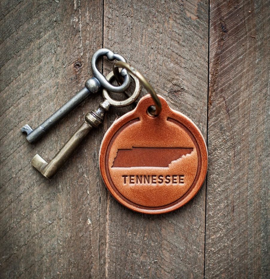 Tennessee Leather Keychain Circle
