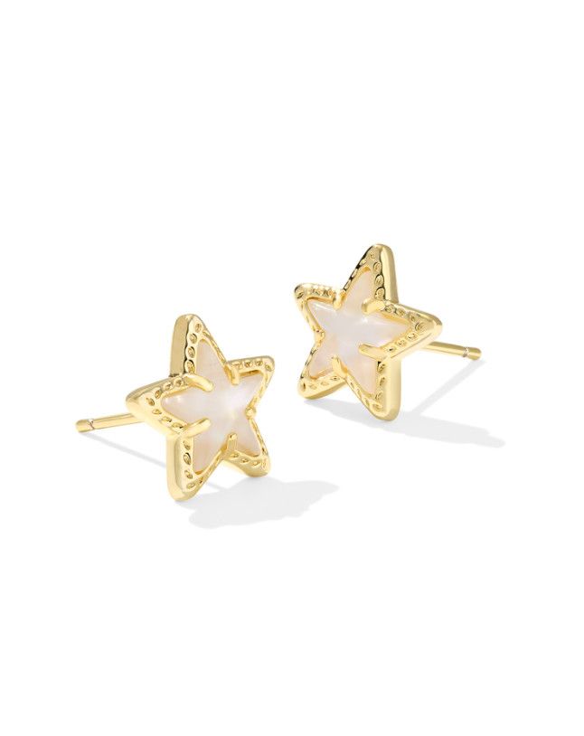 The Cassidy Stud Earrings in Gold Ivory Mother of Pearl