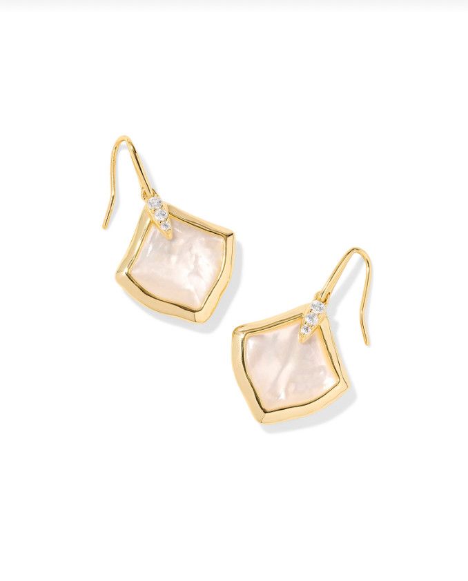 The Joelle Drop Earrings in Gold Ivory Mother of Pearl