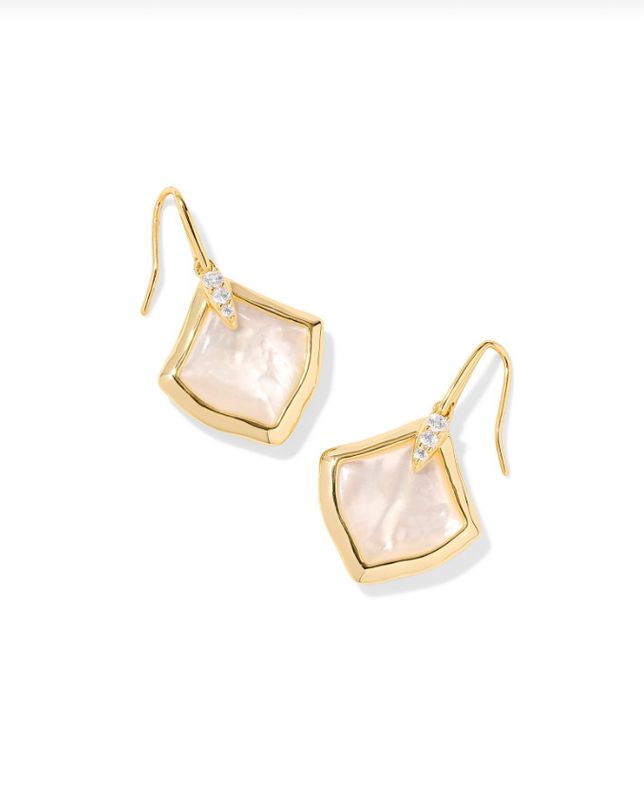 The Joelle Drop Earrings in Gold Ivory Mother of Pearl