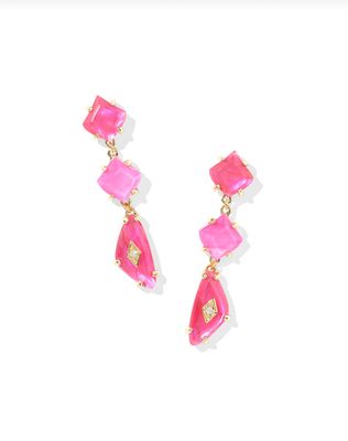 The Bianca Linear Earrings in Gold Pink Mix