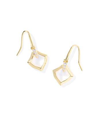 The Joelle Small Drop Earrings in Gold Ivory Mother of Pearl